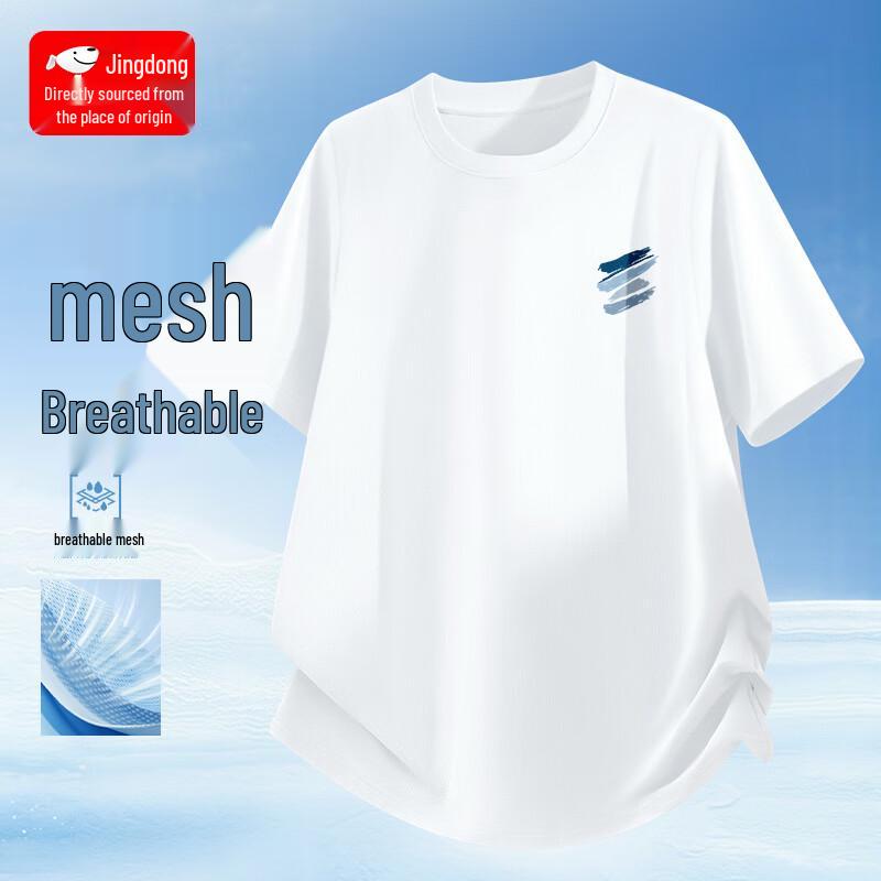 CHUJI Men s Ice Silk Quick-Dry Round Neck T-Shirt 3XL