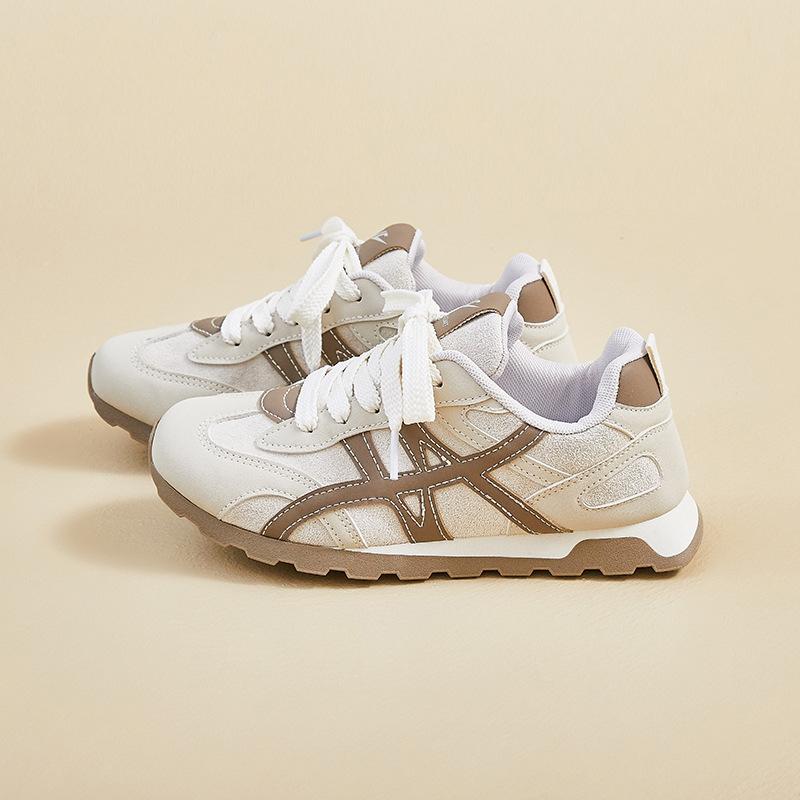 

Women s Chunky Platform Sneakers Non-Slip Breathable Lace-Up Walking Shoes for Women Comfortable Casual Faux Leather Running Workout Tennis Sneakers 40 бежевый