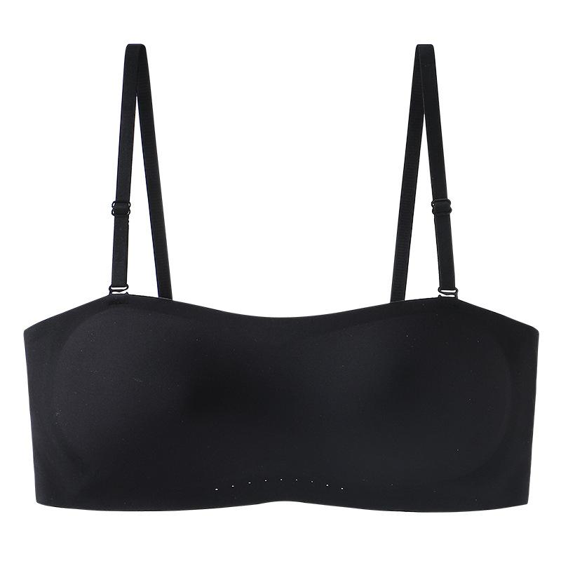 

Underwear Women s Anti-slip Gathering Bra Seamless Beauty Back Wrap Chest Support Comfortable Bra Strapless Push Up Bra M чорний