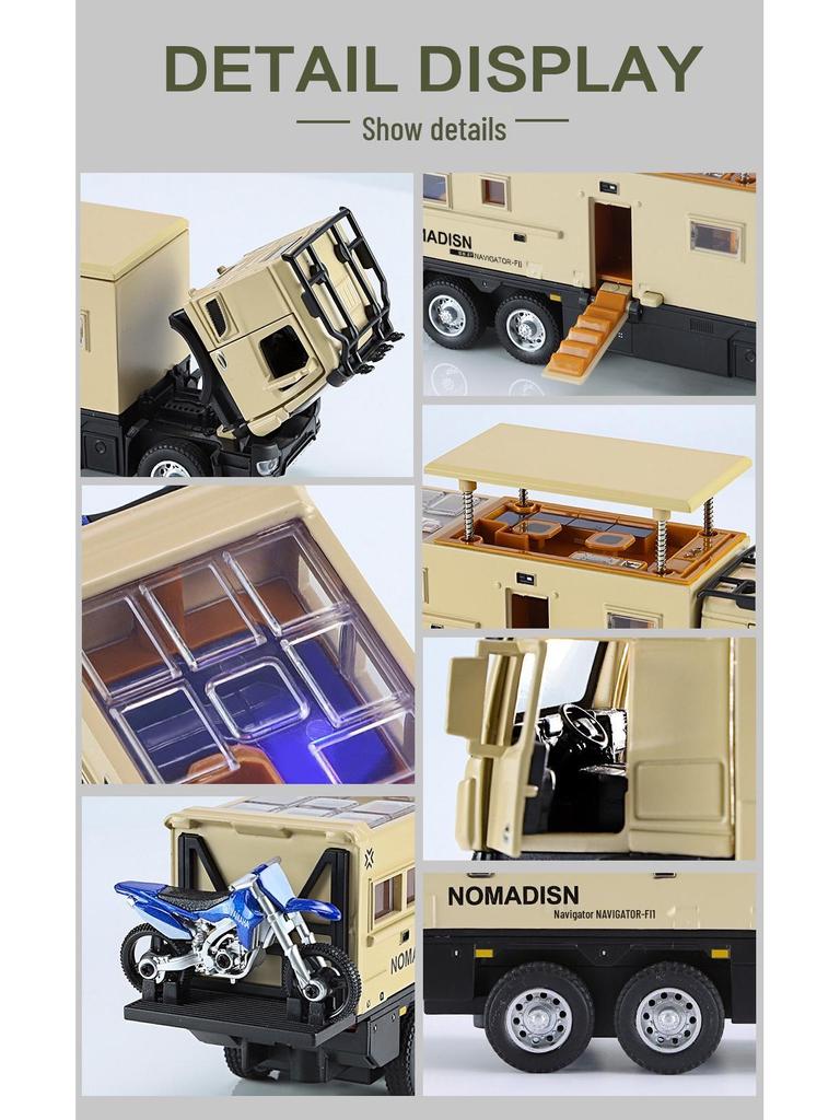 1:24 Модель автомобиля из сплава Nomad RV со звуком и светом, Игрушка с инерционным механизмом для детей