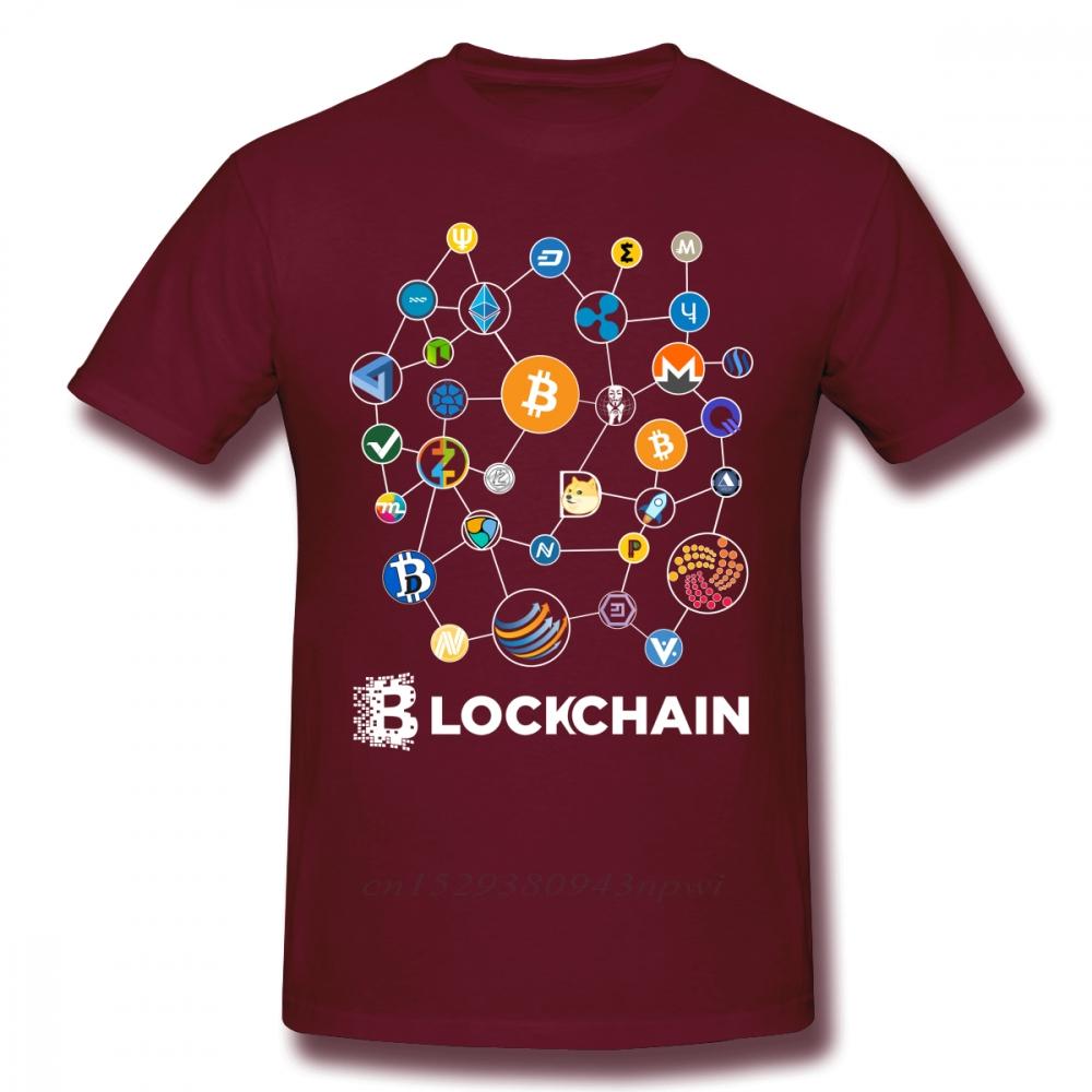 Blockchain BitCoin Litecoin Ripple Ethereum Cryptocurrency T Shirt For Men Popular Tee Christmas Gift Tshirt Cotton Fabric S