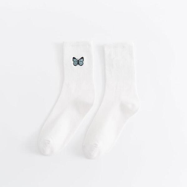 Women's Cotton Breathable Socks Embroidery Animal Cotton Socks Unisex Happy Casual White Warm Socks