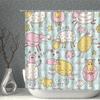 Cartoon Beige Shower Curtain Waterproof Cloth Colour Animal Butterfly White Print Bath Curtains Child Girl Bathroom Screen Set