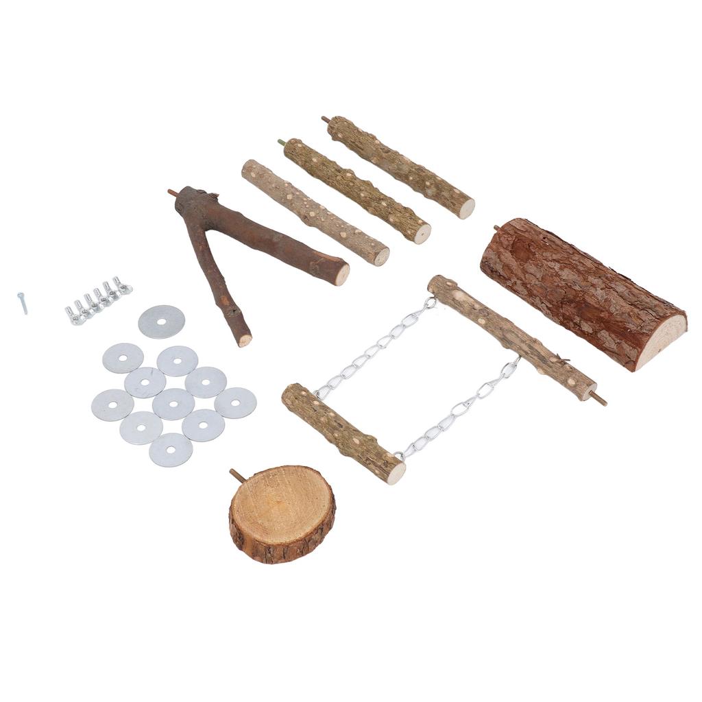 6pcs Wooden Bird Perch Multifunction Parrot Stand Branches Paw Grinding Stick Set Cage Accessories
