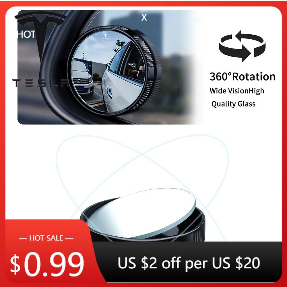 Naklejka na samochód Tesla 2 szt. Lusterko wsteczne 360 stopni Lusterko wsteczne samochodu Szerokokątne lusterko wsteczne Do Tesla Model 3 Roadster M