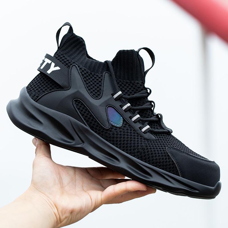 Zapatos a prueba de trabajo para hombre, antigolpes, antiperforación, transpirables, protectores de seguridad, zapatos antideslizantes suaves que absorben los golpes