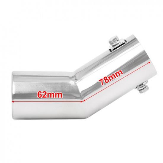 Universal Chrome Curved Exhaust Tail Muffler Tip Pipe 0.75" To 1.5" Pack of 1