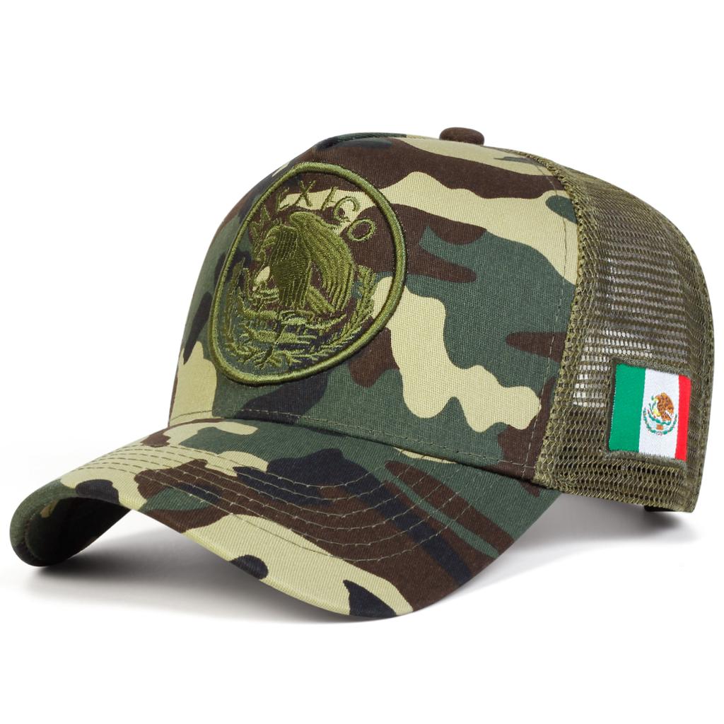 Men Mexico Flag Embroidered Camouflage Baseball Cap Mesh Hat Outdoor Adjustable Sunscreen Leisure Hat Spring Autumn Travel Tourism Beach Vacation