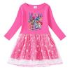 Korean Style Kids' Spring-Autumn Dress: Long Sleeve, Rainbow Star Sequins, Mesh Pleated Princess Design