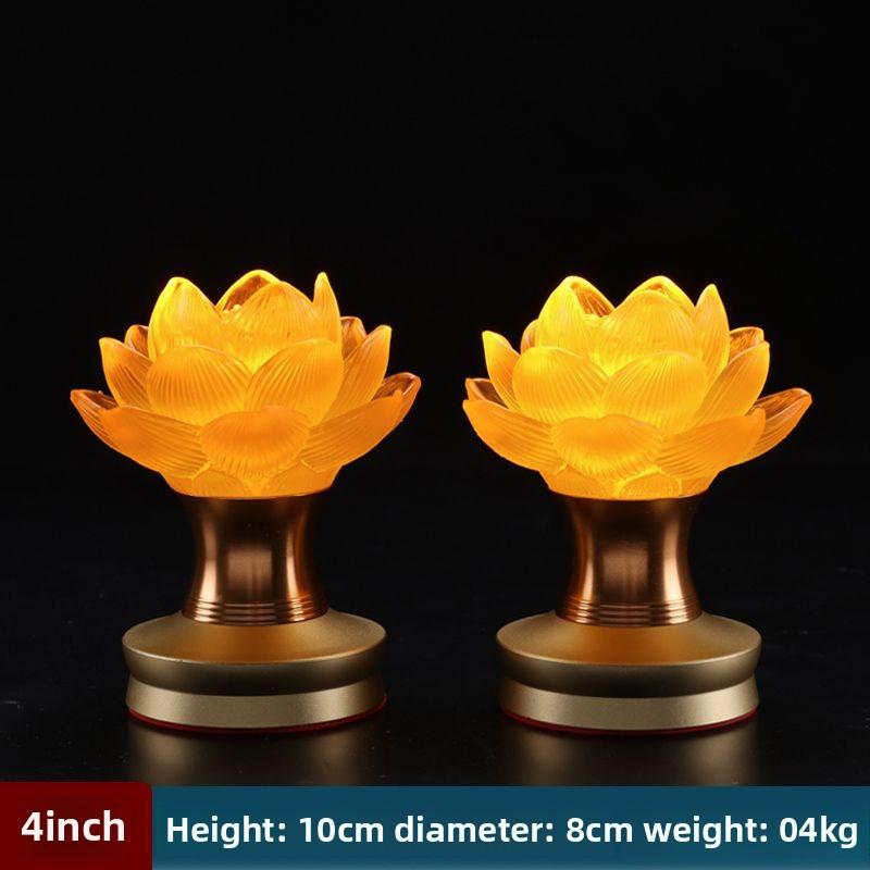 2PCS Lotus lamp new Buddha lamp Guanyin lotus lamp charging lotus lamp for Buddha a pair of LED long-bright lamp Buddha lamp 2pcs-USB