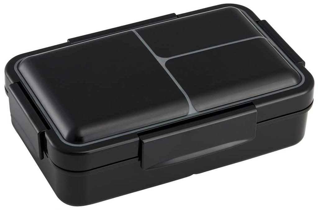 Skater Bento Box, Leak-Proof, Divided, Integrated Gasket, Fluffy Serving, Single Tier, 850ml, Large Capacity, Black, PALT9AG-A