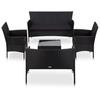 VidaXL 5-tlg. Garten-Lounge-Set mit Auflagen Poly Rattan Schwarz