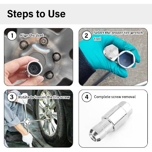 D-Wheel Locking Lug Nut Removal Tool,Wheel Lock Key Compatible With Toyota,Professional Locking Lug Nut Key For Dismantling & Talling Wheels