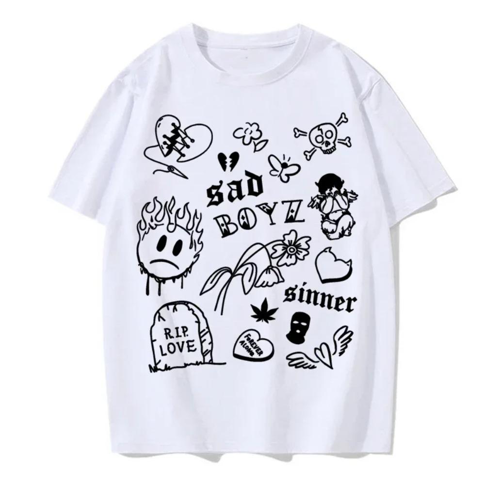 

Мужская летняя футболка с забавным граффити, модная повседневная хип-хоп уличная футболка с круглым вырезом, мужская с короткими рукавами XXXXXL белый