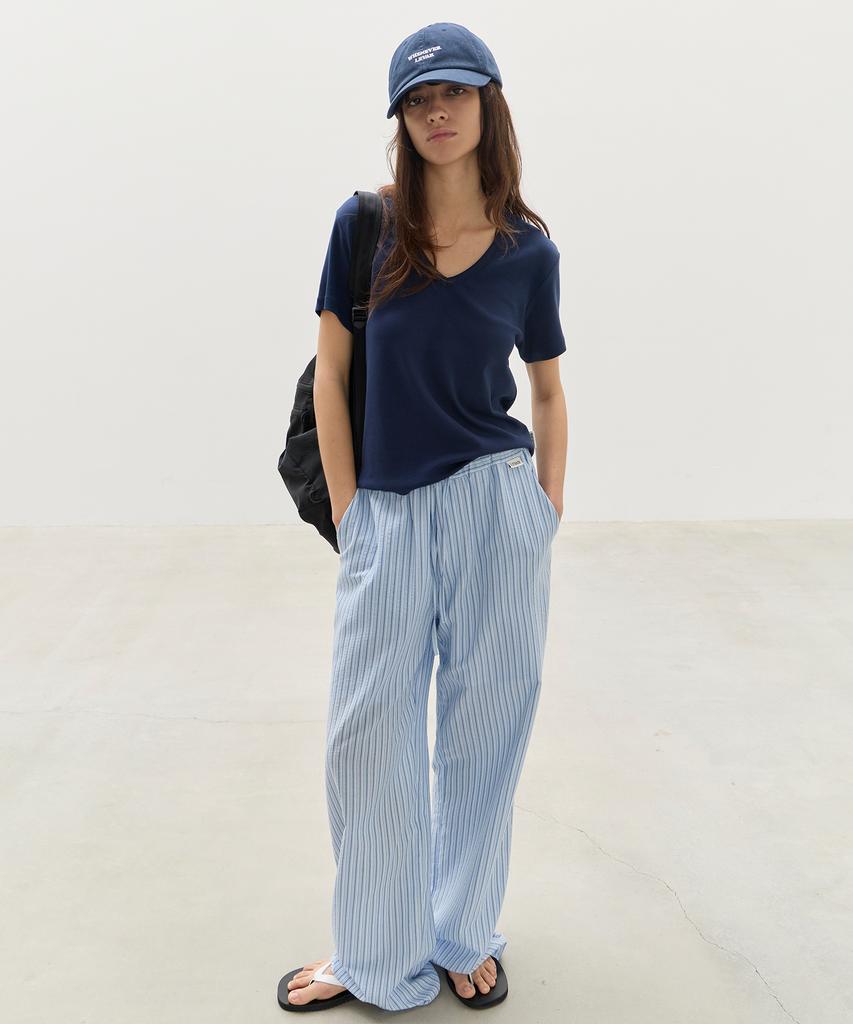 Leuba Light Washed Stripe Pants - Blue Stripe