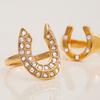 Youthway Fashion White Zirconia Horseshoe U-Shape Open End Ring Stainless Steel  Gold Color Plated Women Ring