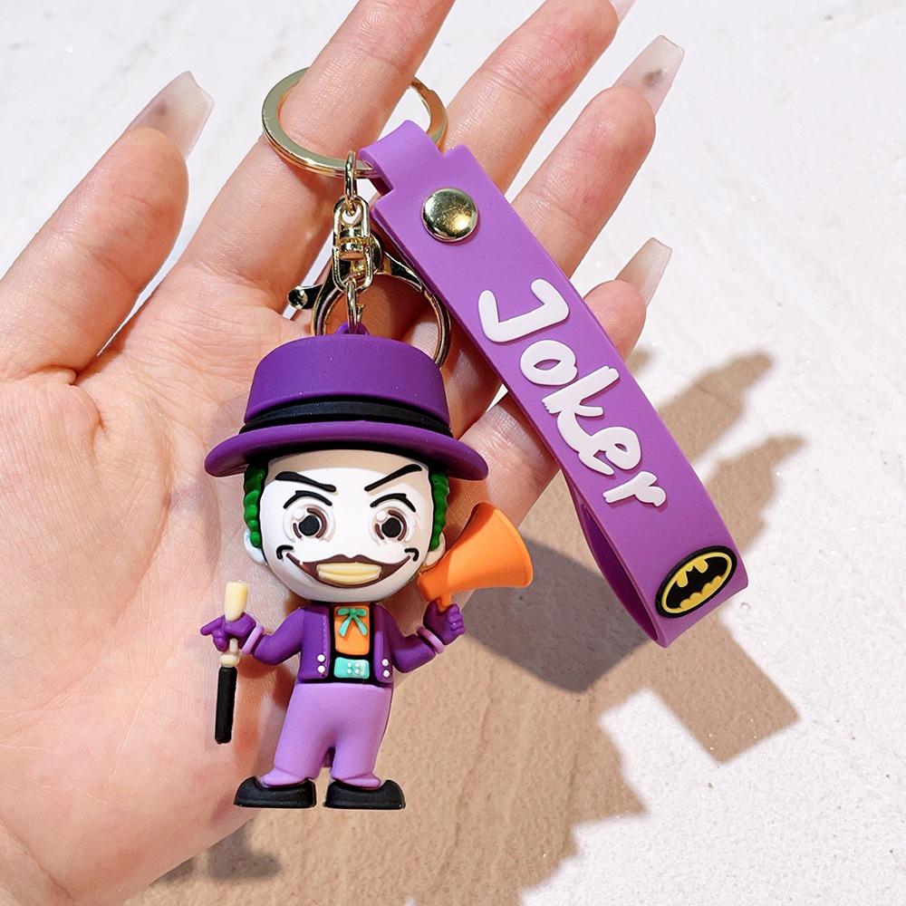 Anime cartoon l Batman Catwoman Joker image doll PVC car keychain cute Halloween series bag pendant ornaments key ring