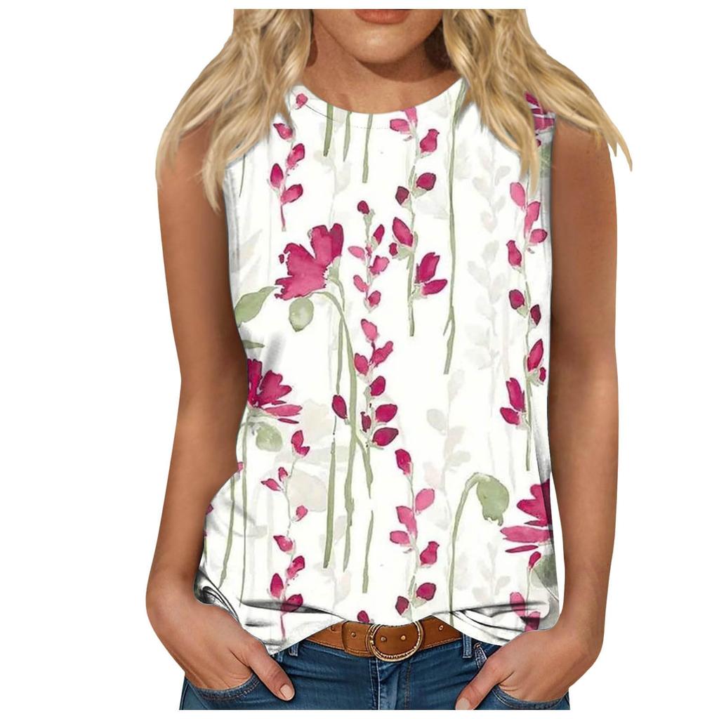 Summer Floral Tank Tops Flower 3D Print Women O-Neck Casual Vest Off Shoulder Y2k Elegant Sleeveless Top Camisole Woman Clothing