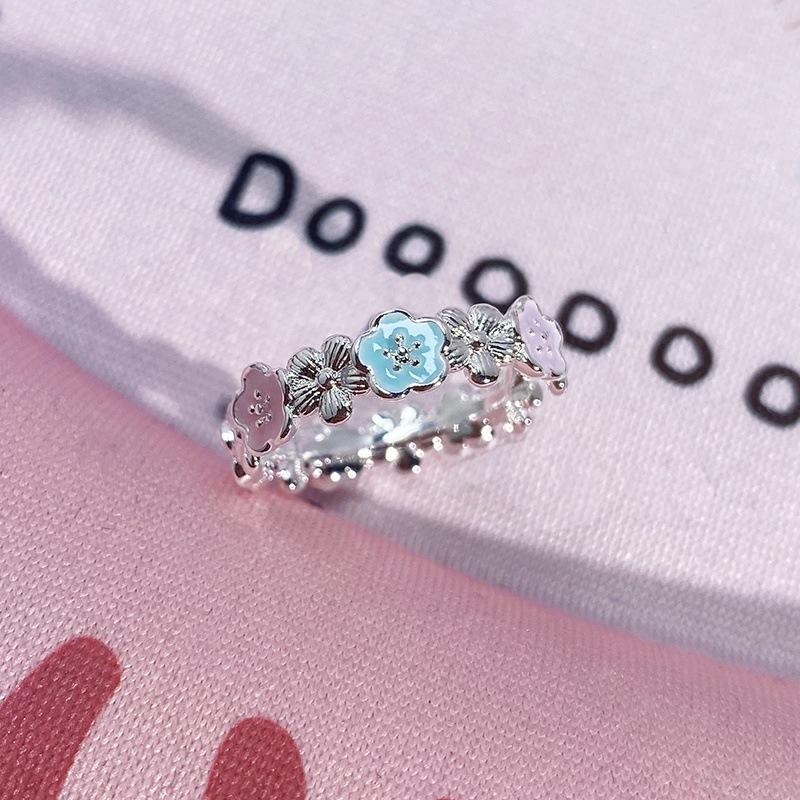 Dopamine Dripping Oil Opening Flower Star Ring Female Niche High Sense Index Finger Ring Folding Wearing Light Luxury Ring