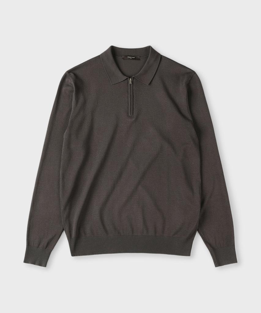 PANICALE Charcoal Half-Zip Polo Knit