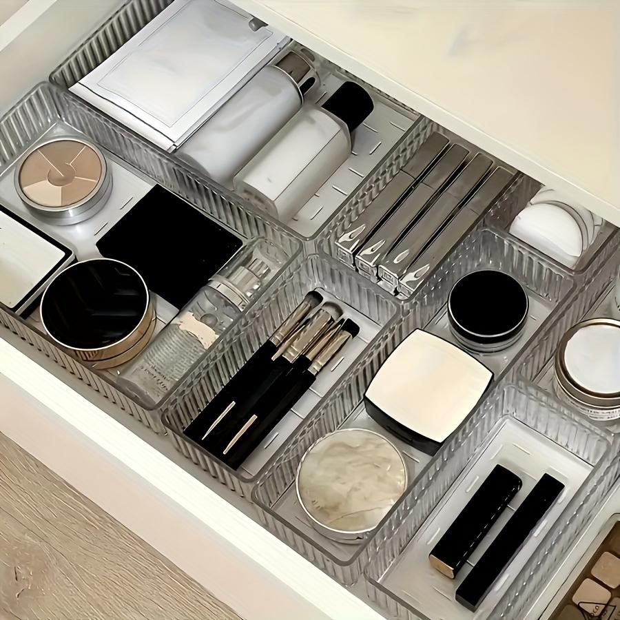 6 Stück Transparente Acryl Aufbewahrungsbox Set Multifunktionale Schubladeneinteiler Stapelbarer Schlafzimmer Badezimmer Wohnheim Organizer für Schreibtisch Schminktisch Lippenstift