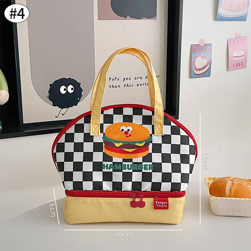 Kawaii Lunch Bag Bento Bag Large Capacity Women's Bag Handle Insulated Bento Bag Cute Portable Tote Bag Kitchen Organizers