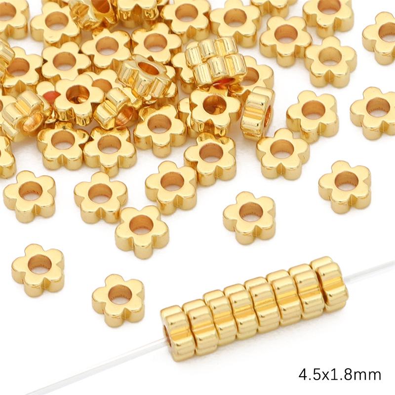 Copper Retention 14K Gold-Filled Plum Blossom Heart Spacers, 925 Silver DIY Ancient Style Jewelry Accessories for Bracelets, Necklaces, Earrings