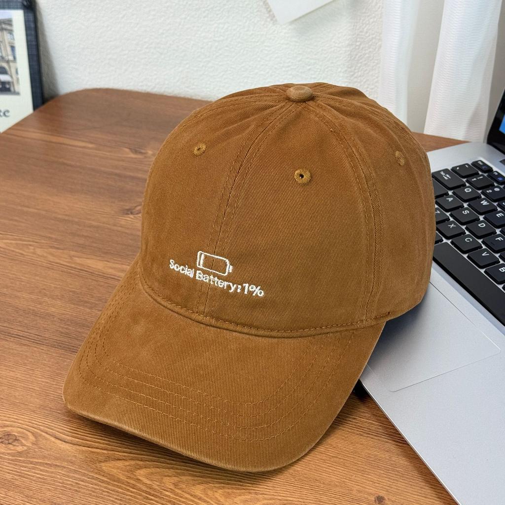 Fashion Hat Niche Electricity Embroidery Washed Old Hat Female American Versatile Soft Top Baseball Cap Korean Outdoor Duck Tongue Sun Cap