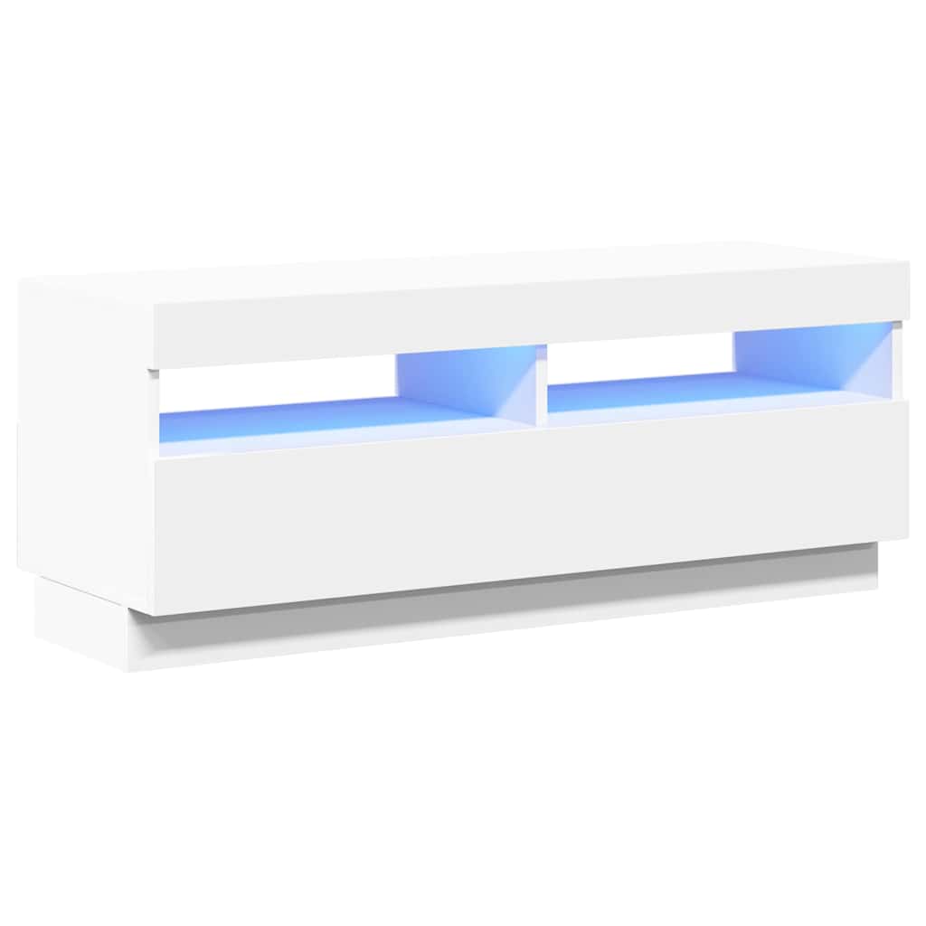 Vidaxl Szafka Pod Tv Z Oświetleniem Led, Biała, 100X35X40 Cm