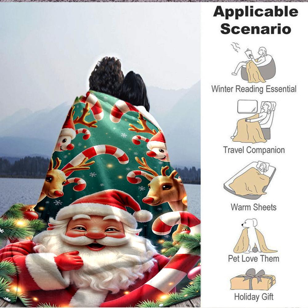 1pc Christmas Decorations Blanket Lightweight Flannel Blanket Throw Blanket For Sofa, Bed, Travel, Camping, Livingroom, Couch, Chair, And Bed Yy250902