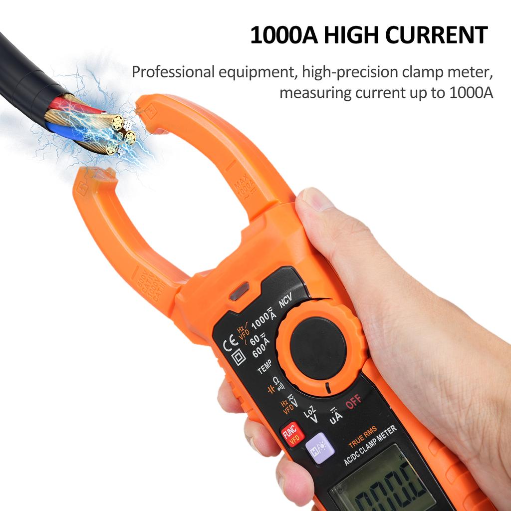 Digitales Zangenmessgerät, True RMS 6000 Zählwerte, digitales elektrisches Prüfgerät mit automatischer Bereichsmessung