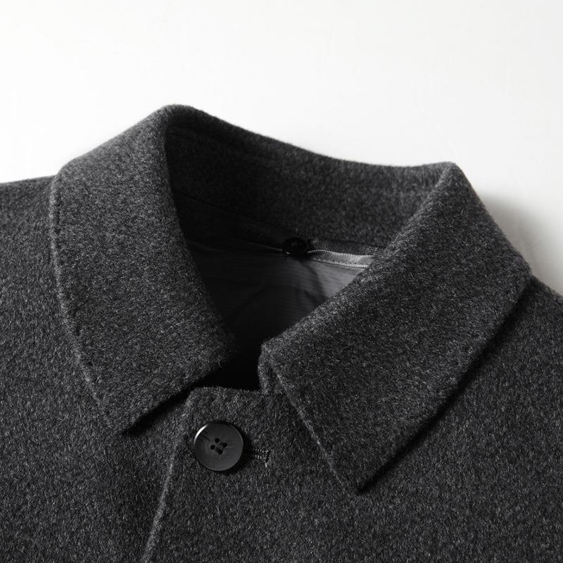 Men's Coat Autumn and Winter Wool Lapel Trench Coat Take-off Down Vest Two-piece Double-sided Middle-aged Business Coat
