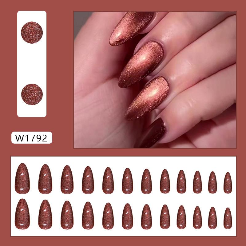 

Темно-красный нейл-арт песчаник кошачий глаз простой накладной ноготь тонкий съемный нейл-арт 24 шт.