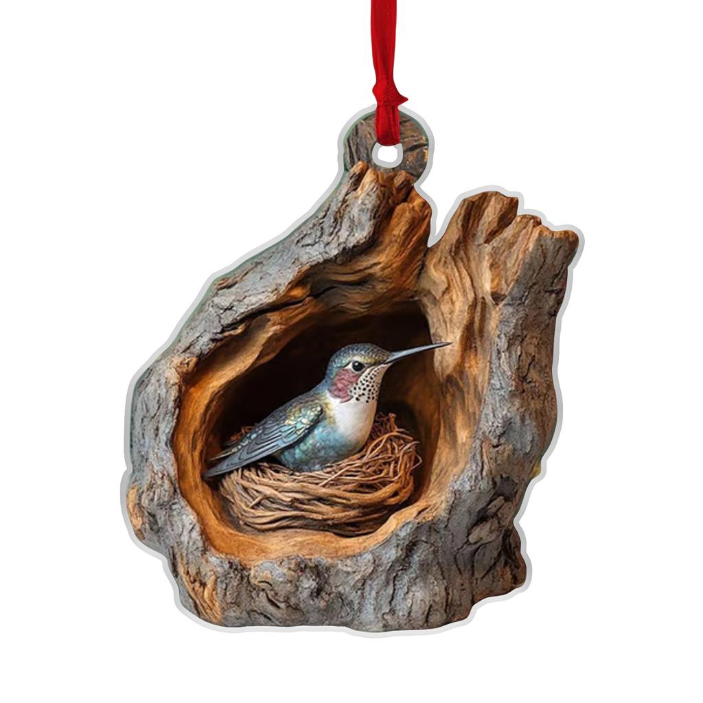 New Forest Animal Pattern Acrylic Ornaments -  Animal Christmas Tree Decorations - 2D Flat Christmas Hangings