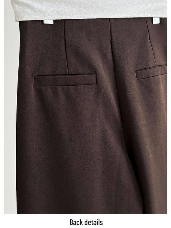 LUXI Women's Retro Lace-up Pleated Wide-Leg Pants - Autumn Casual Straight-Leg Long Trousers