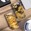 Golden Flowers And Phoenixes For IPhone 16 Pro Max 15 P Ro 14 M Ax 13 Plus 12 Mini 11 XS Max XR Golden Tempered Glass Phone Case