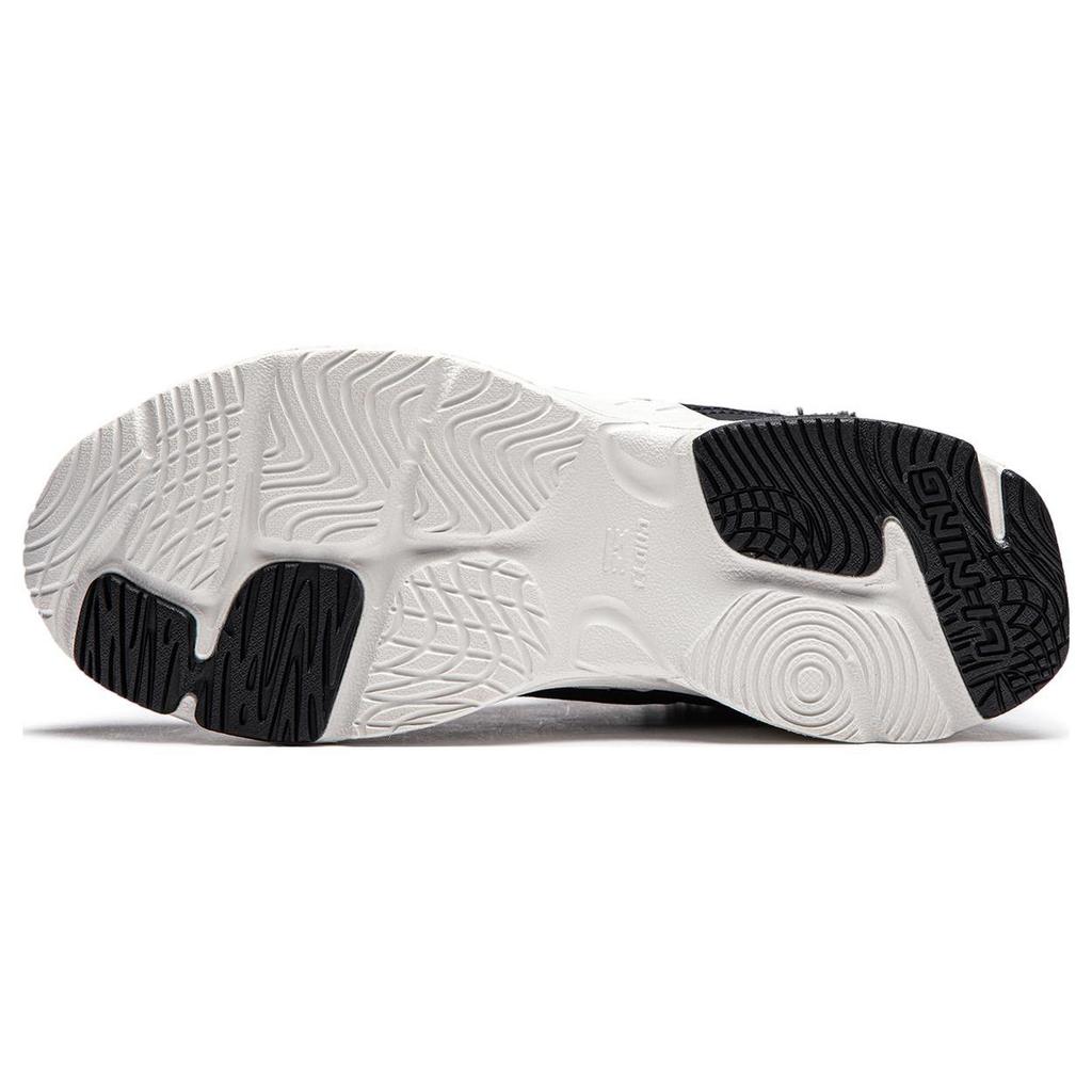 Li Ning Defender Slip Resistant Abrasion Resistant Thermal Mid top Running Shoes Women's Black White AGLT128-1