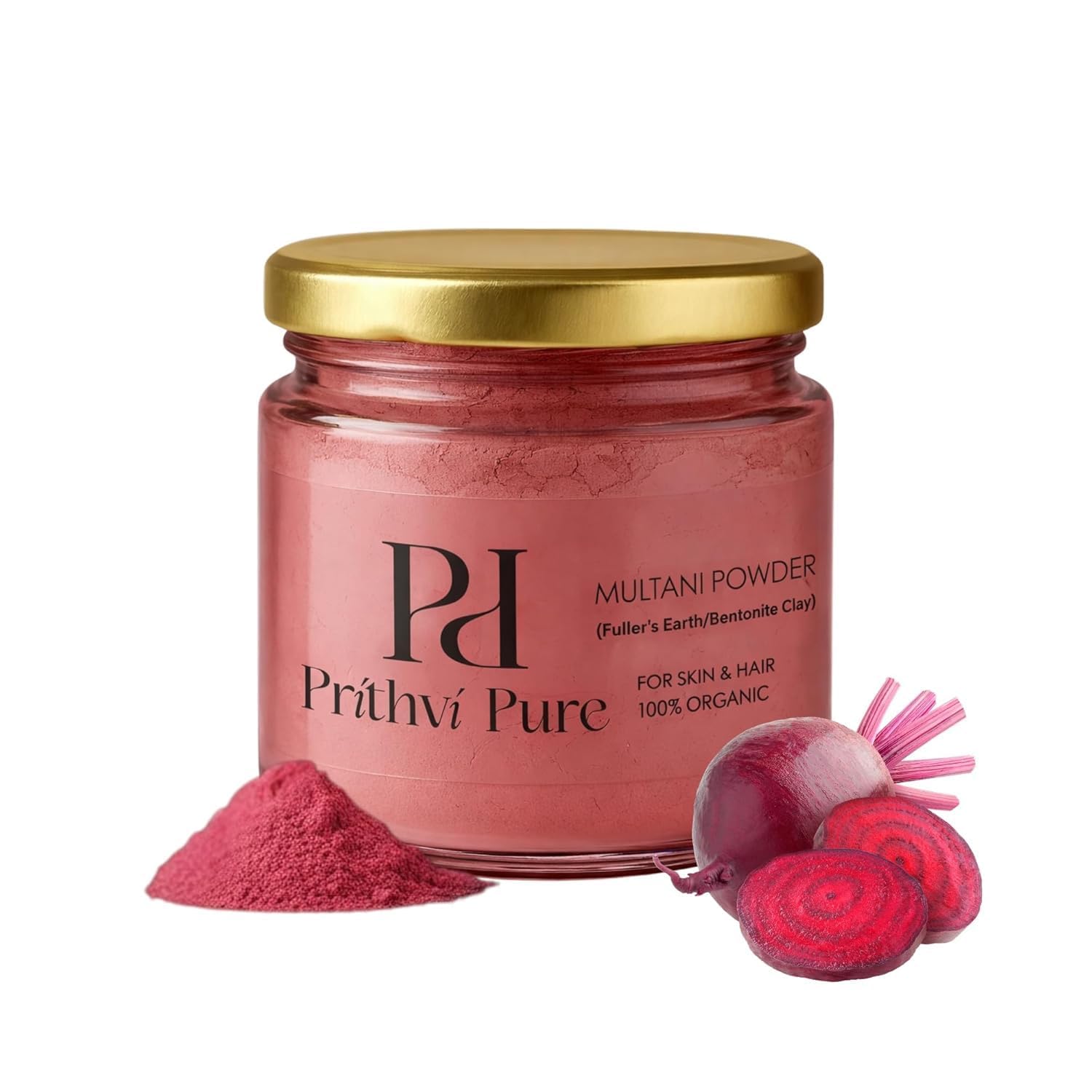

Prithvi Pure Beetroot Multani Mitti Face Pack Powder 300 Gm | Natural Pink Glow Enhancer | Skin Brightening & Tan Removal | Deep Cleansing Detox