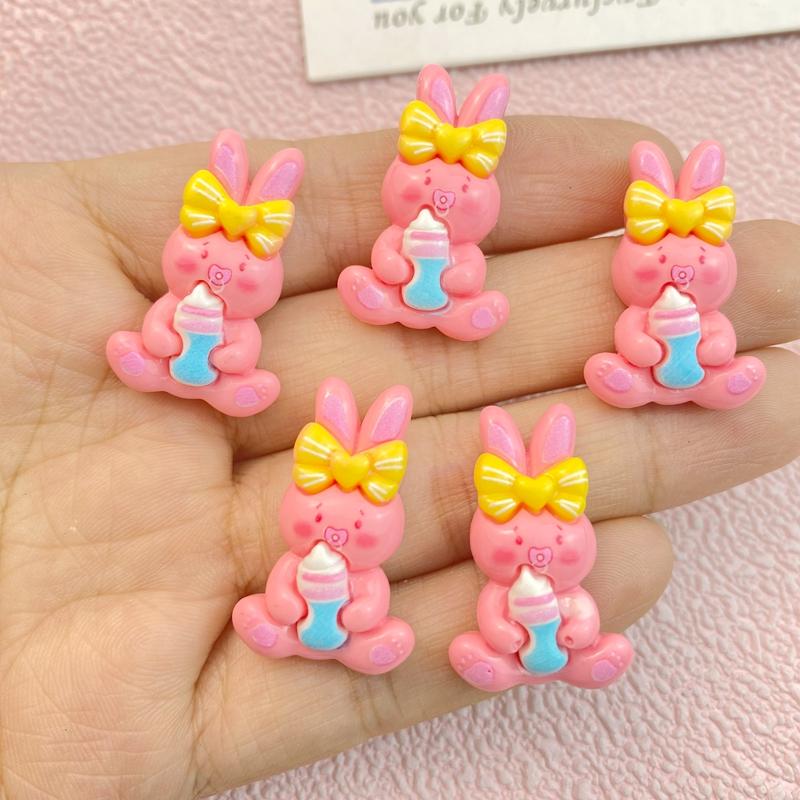 10Pcs New Cute Cartoon Rabbit Series Flat Back Ornament Jewelry Bows Accessories
