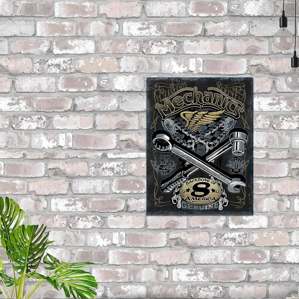 Mechanics Mteal Tin Sign - Nostalgic Vintage Metal Poster Tin Signs For Man Woman, Quotes Plaque Wall Decor