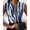 JKASHDK Women's Fashion Casual Summer Spring Colour Block Print Sleeveless V-Neck Blouses & Shirts
