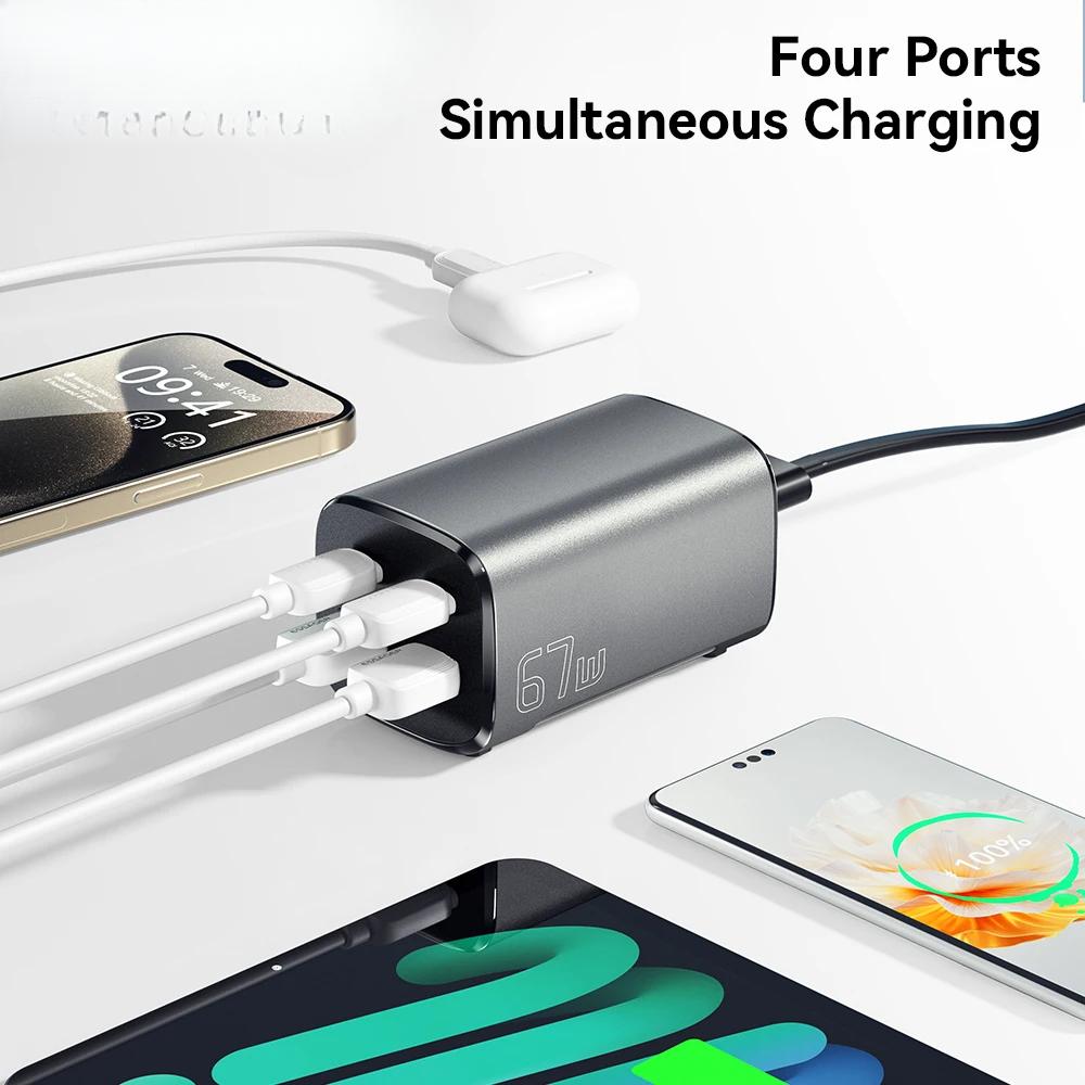 67W USB C GaN Lader Desktop Quick Charge 4.0 QC 3.0 PD Type C Hurtiglading For MacBook Samsung POPC iPhone 15 bærbar PC