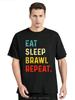 Funny Eat Sleep Brawl Repeat Gamer Graphic Tshirts Unisex Fashion Casual Tshirt Fashion Clothes Streetwear Loose Oversized T Shirt