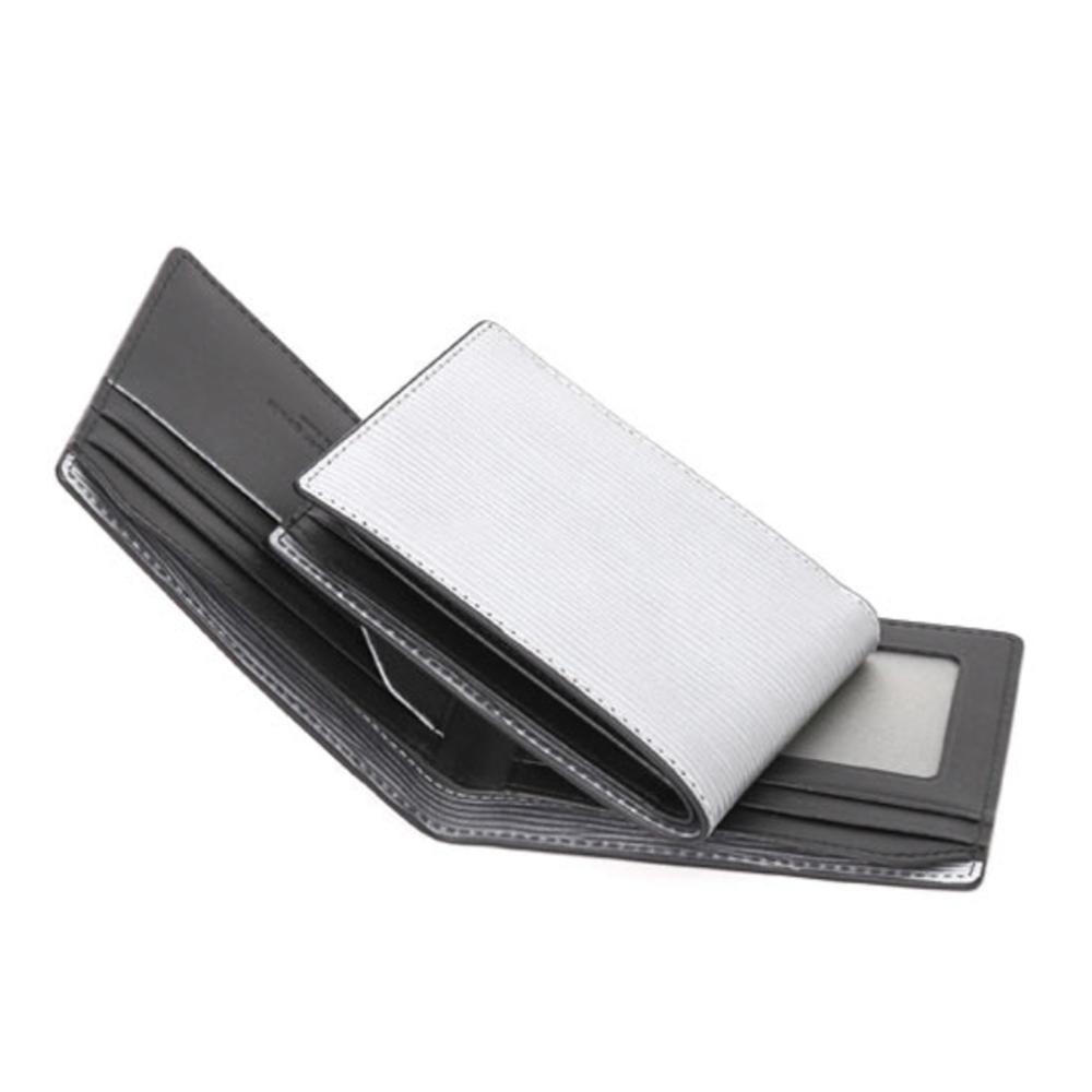 Matt Soft Embossed Cowhide Combination Wallet Silver