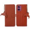 For Motorola Moto G55 5G Case RFID Blocking Litchi Texture Genuine Cow Leather Phone Cover