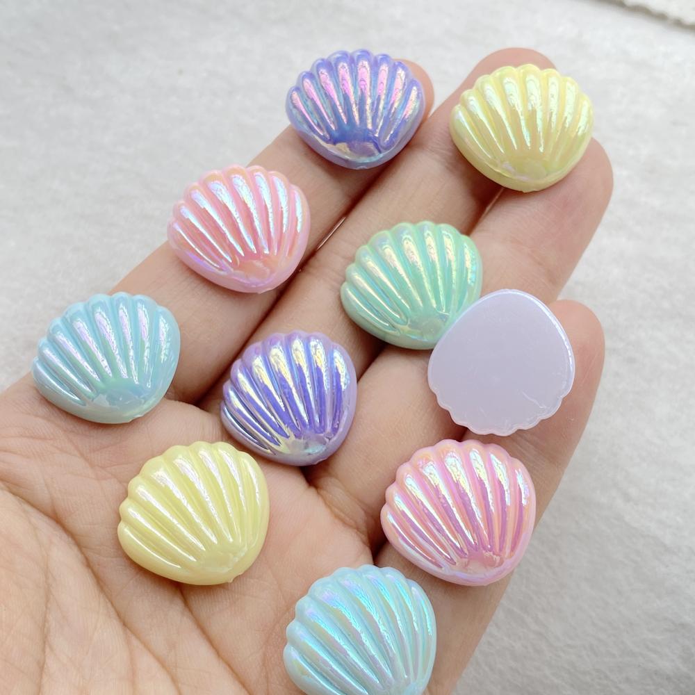 12 Pièces Résine 3D Coquillages couleur AB Cabochon Plat Dos Scrapbooking DIY Accessoire Décoration Maison Figurine Artisanat