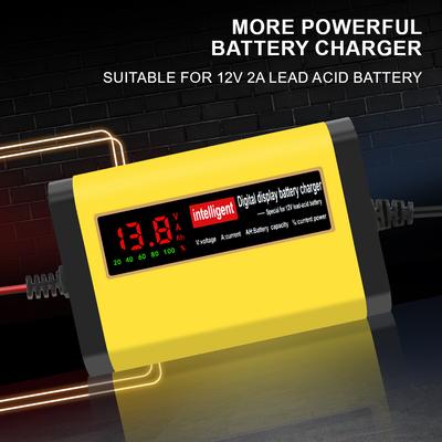 Autozubehör Digitales LCD-Display Vollautomatisches Autobatterieladegerät 3 Stufen Blei-Säure AGM GEL Batterieladegeräte 2A Intelligentes Schnelles Aufladen