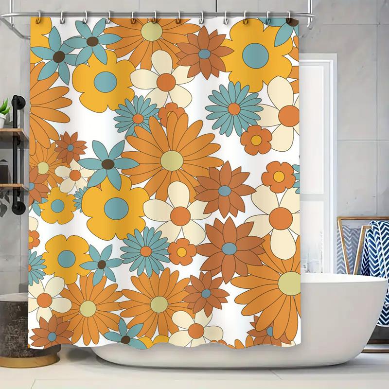 

Colorful Floral Shower Curtain Bathroom Decor With Bright Flowers Pattern For Home Use W60H190(CM)-1 Pcs