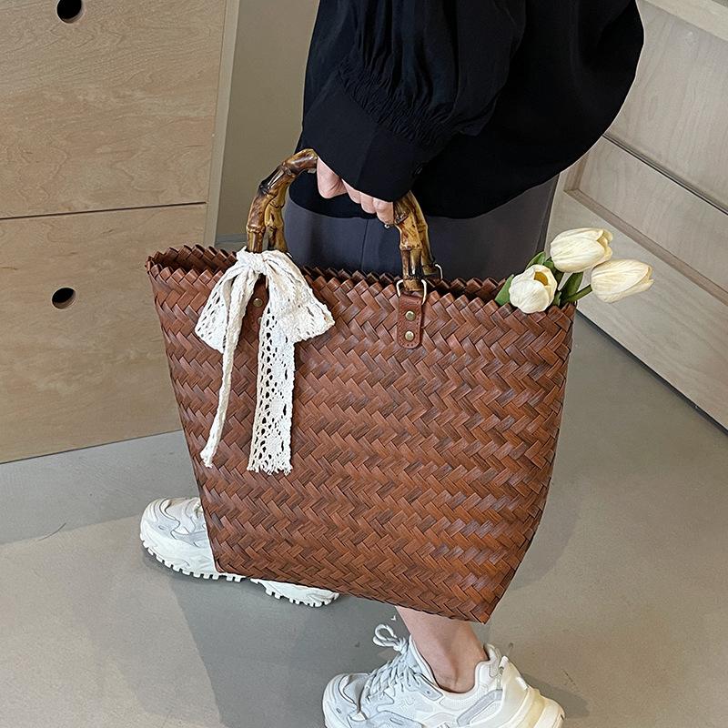 Sac A Main Femme Sacs Portés Épaule Tissés Paille Pour Femme Été Style