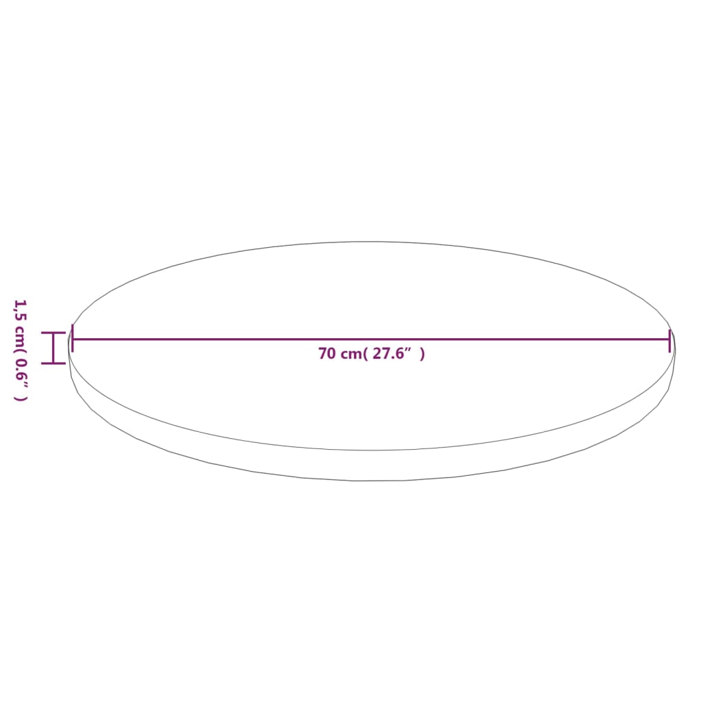 Vidaxl Round Tabletop, Dark Brown, Ø70X1.5 Cm, Solid Oak